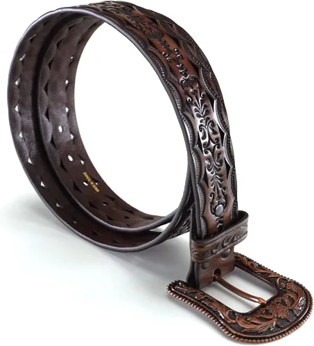 Vista 2 de Ariat Cinturón de corte triangular con hebilla de cobre para mujer