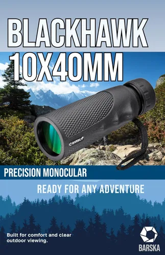 Vista 4 de Blackhawk Monocular impermeable de 10 x 40 pulgadas, a prueba de niebla, óptica multicapa, agarre antideslizante, observación de aves, senderismo