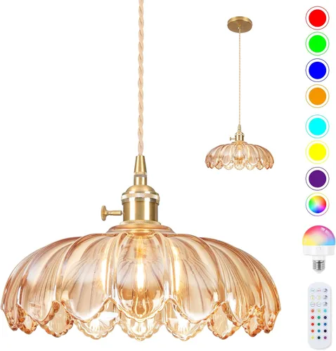 Vista 29 de Luminarias de Lámpara Colgante, Lámpara Colgante con Enchufe de Cristal de 6.6 Pulgadas, Lámpara Colgante de Cristal, Iluminación Colgante E26