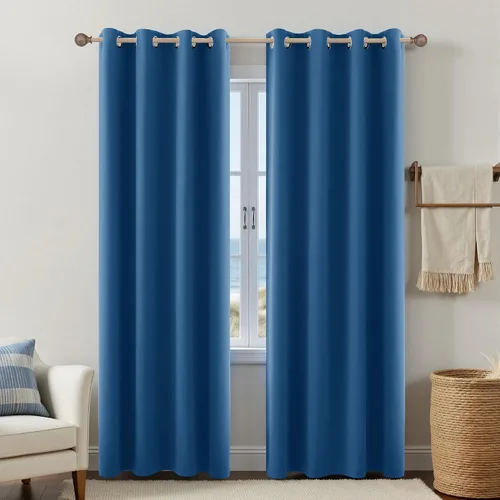 Vista 102 de KOUFALL Cortinas de Baño Aqua para Ventana, Juego de 2 Paneles Decoración Costera Cortinas Cortas Opacas para Ventana Pequeña de Cocina Puerta