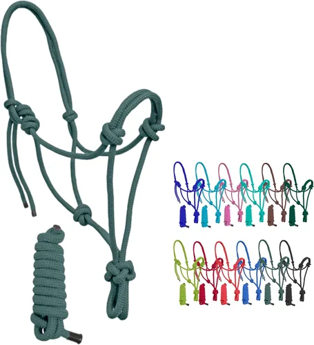 Vista 3 de Resistance Halter de cuerda ajustable de nailon liso con plomo a juego de 6 pies