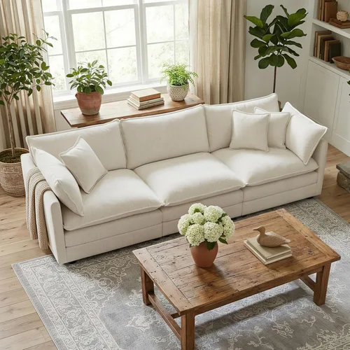Vista 35 de SoarFlash Sofá modula, de felpilla, posición de en medio, beige