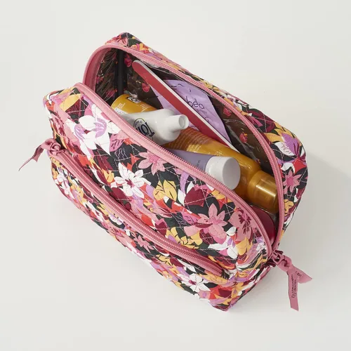Vista 3 de Vera Bradley Bolsa organizadora de maquillaje cosmético grande de sarga de rendimiento para mujer