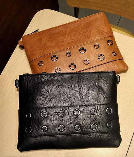 Vista 5 de Remache de moda para mujer, bolso de embrague de cuero PU, bolsos de mensajero cruzados, bolso de hombro femenino, embragues de muñeca