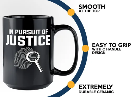 Vista 5 de Taza de café detective de 15 onzas, color negro -In pursuit of - Oficial de policía policía patrulla detective Sheriff Police Enforcement Police