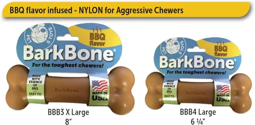 Vista 8 de Pet Qwerks Original BarkBone - Hueso de perro de nailon para masticadores agresivos, sabor a barbacoa, 6.1 pulgadas, raza mediana