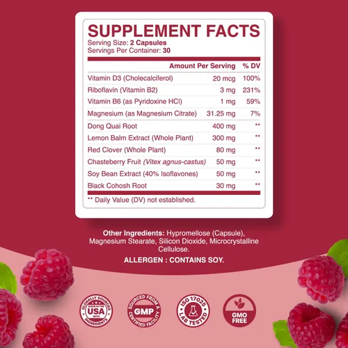 Vista 7 de Phytoral Suplemento completo de menopausia herbaria para mujeres, cápsulas de equilibrio hormonal femenino para sudores nocturnos, sofocos y cambios