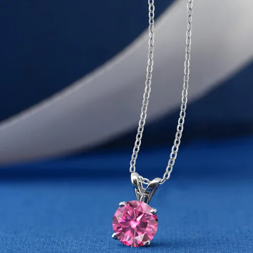 Vista 83 de Gem Stone King Collar con colgante solitario de plata de ley 925 de 0.236 in con piedra natal redonda Collar de 4 puntas para mujer Con cadena