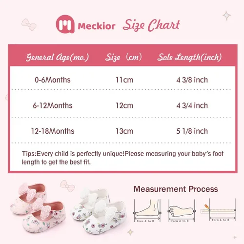 Vista 6 de Meckior - Zapatos de vestir para bebé y la princesa niña, hechos a mano, para niños y niñas, de cuero sintético, antideslizante, para cuna