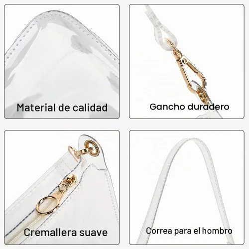 Vista 4 de LOXOMU Bolso transparente aprobado para estadios, bolso cruzado pequeño para mujer