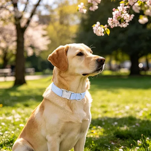 Vista 199 de Aring Pet Collar de algodón, ligero y ajustable, con hebilla de liberación rápida, para perros pequeños, medianos y grandes, para cachorros, S, Hoja