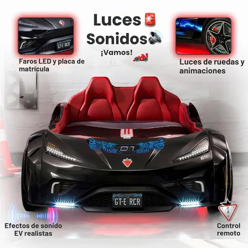 Vista 4 de Cilek - Marco de cama para niños de carreras para habitación de niños, doble, Plástico Negro
