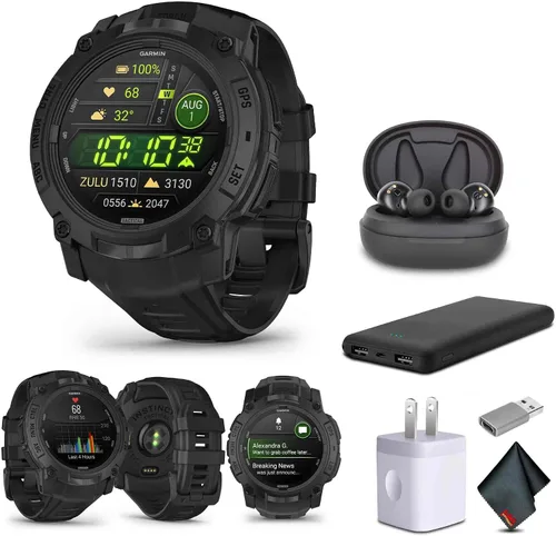 Vista 11 de Garmin Instinct 3 45mm, pantalla con carga solar, reloj inteligente GPS resistente para exteriores, bisel reforzado con metal, linterna incorporada