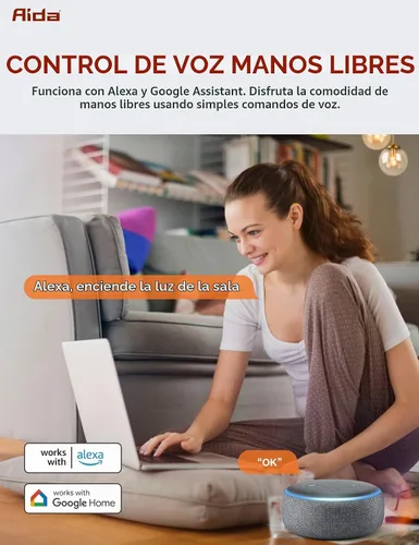 Vista 4 de AIDA Interruptor de luz inteligente, interruptor inteligente WiFi de 3 vías, compatible con Alexa y Google Home, requiere cable neutro, interruptor