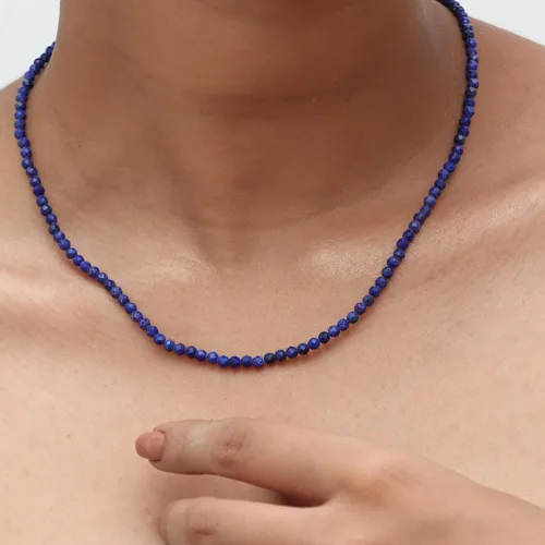 Vista 5 de Gempires - Collar de cuentas de piedras naturales hechas a mano, joyería de cristal hipoalergénica de 20 pulgadas, chapado en oro, joyería de moda