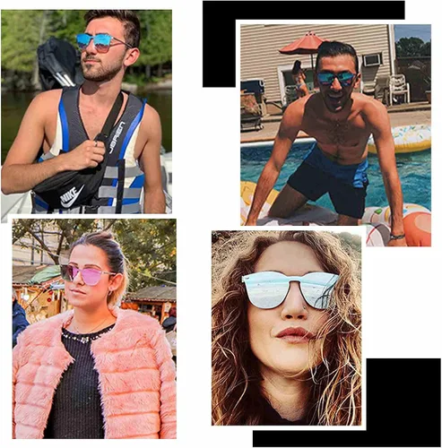 Vista 2 de Rimless Wayfarer Anteojos de sol en una sola pieza lente espejo reflectante, anteojos para hombres mujeres