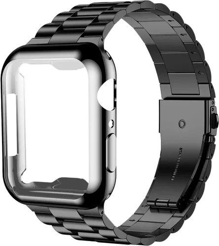 Vista 16 de iiteeology - Correa compatible con Apple Watch de 1.49" (38mm) Serie 3 2 1, correa mejorada de acero inoxidable con protector de pantalla