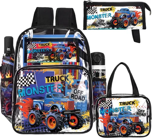 Vista 9 de Kacctyen Juego de mochila transparente resistente de 3 piezas, color negro