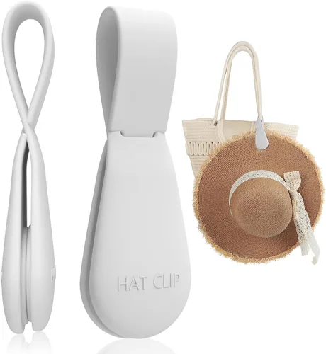 Vista 22 de Clip magnético para sombrero para viajes, 2 soportes de silicona color caqui claro para bolsos, bolsos, equipaje y sombreros de playa, clip