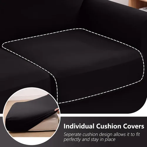 Vista 3 de hyha Fundas de sofá de 4 piezas para sofá de 3 cojines, fundas de sofá suaves y lavables, fundas de sofá elásticas para perros, protector de muebles
