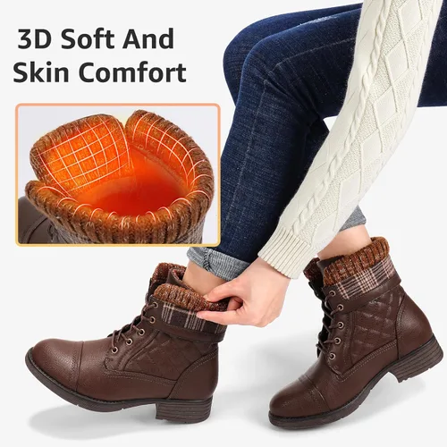 Vista 44 de STQ Botas de combate con cordones para mujer