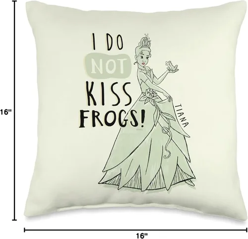 Vista 4 de Disney Princess Tiana I Do Not Kiss Frogs - Almohada de 15.7 x 15.7 in, multicolor