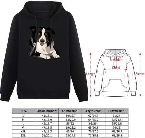 Vista 2 de BAIKUTOUAN Border Collie - Sudadera con capucha con cordón para mujer, estilo informal, con estampado