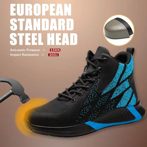 Vista 2 de ARCHINSERT Zapatos de punta de acero para hombres y mujeres, zapatos de seguridad indestructibles, resistentes al deslizamiento, puntera de acero