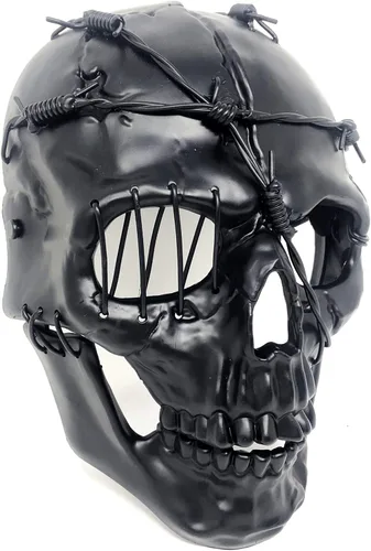 Vista 3 de Máscara de esqueleto de terror metálico estilo steampunk para disfraz de Halloween, fiesta de cosplay