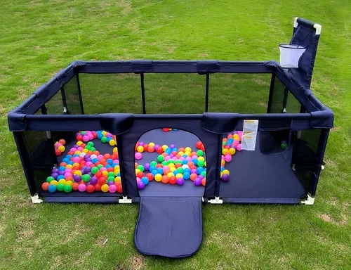 Vista 2 de Gaorui Pozo grande de pelotas para bebés para niños – Corralito portátil para interiores y exteriores, para niños pequeños, juegos de seguridad
