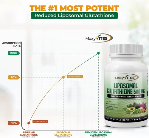 Vista 7 de Suplemento de glutatión liposomal de 500 mg – L glutatión puro (GSH) reducido – Forma activa, hecho con alimentos integrales orgánicos, complejo