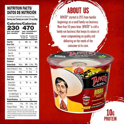 Vista 2 de Tapatío Ramen Noodle Soup, sabor a Birria - Cuenco grande apto para microondas, 3.88 oz. (110g), paquete de 6