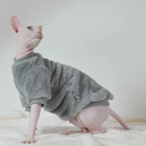 Vista 7 de Sphynx - Ropa para gatos de terciopelo de doble cara, suave y cálida, sin pelo, ropa para gatos para Cornish Rex, Devon Rex, Peterbald, Knnis, Abbey