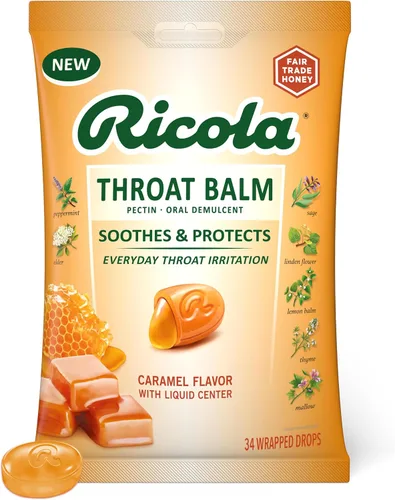 Vista 2 de Ricola Gotas de caramelo para la garganta, 34 unidades y gotas de miel de regaliz de Luden, paquete de 30 unidades para aliviar la garganta