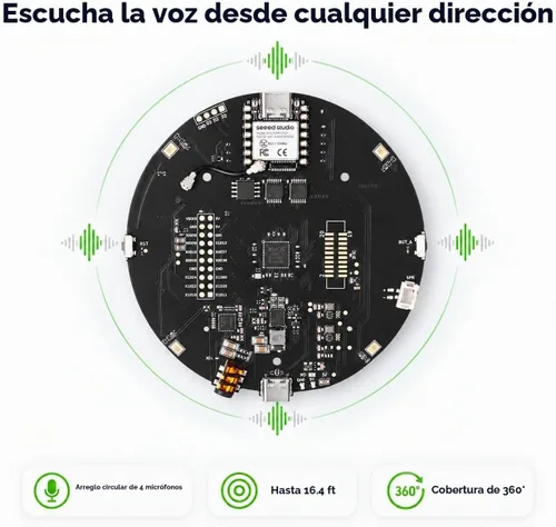 Vista 2 de seeed studio reSpeaker XVF3800 - Array de 4 micrófonos con XIAO ESP32S3