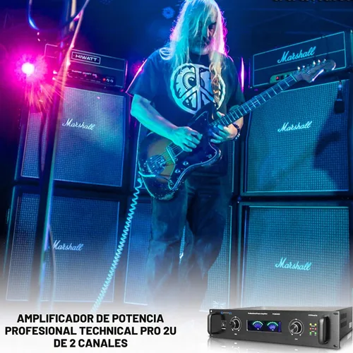 Vista 5 de Technical Pro Sistema de PA portátil profesional de 6000 vatios, amplificador de potencia estéreo digital de 2 canales con ventiladores de doble