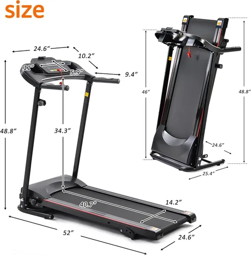 Vista 7 de Caminadora eléctrica plegable para el hogar, máquina de correr inclinada manual de 2.5 HP, 12 programas preestablecidos, pantalla LCD de 5