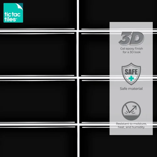 Vista 6 de Tic Tac Tiles Adhesivo autoadhesivo removible de 12 x 12 pulgadas para la loseta del muro de la cocina o el baño, azulejos en diseños de metro