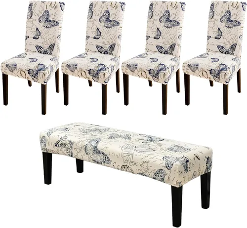 Vista 13 de HAOYONG Funda para Silla de Comedor con Estampado, Funda Desmontable Lavable para Silla Parsons, Protector de Asiento Removible para Comedor, Hotel
