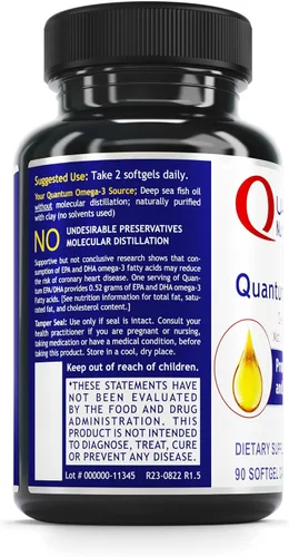 Vista 3 de Quantum Nutrition Labs EPA DHA - Cápsulas blandas de aceite de pescado Omega 3, suplementos de ácidos grasos Omega 3 para mujeres y hombres