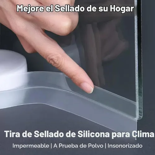 Vista 5 de 49 pies de cinta de sellado para clima transparente, sello de puerta, cinta adhesiva para evitar corrientes de aire para puertas, cinta de sellado