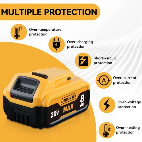 Vista 4 de DCB200 - Batería de repuesto de 8.0Ah para Dewalt 20V compatible con herramientas eléctricas inalámbricas Dewalt DCB200 DCB201 DCB203 DCB206 DCB207