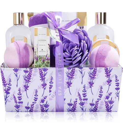 Vista 11 de Cestas de regalo de spa para mujeres, juego de regalo de baño Spa Luxetique, 12 piezas de kit de spa relajante en casa para mujeres con gel