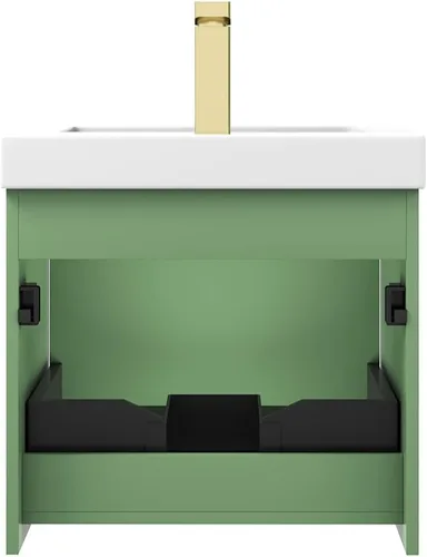 Vista 8 de Blossom Lavabo de baño de 20 pulgadas con tocador, todo en madera montado en la pared, gabinete flotante de baño con tocador con fregadero