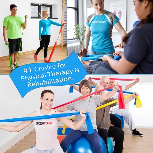 Vista 3 de Bandas de resistencia. Banda de látex y sin látex. Perfecto para fisioterapia, ejercicio en casa, yoga, pilates, gimnasio, entrenamiento