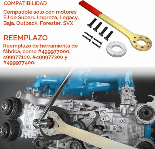 Vista 2 de Soporte para herramientas de polea de manivela, llave de tornillo compatible con motores Subaru Imprezas EJ solamente, Legacy, Baja, Outback