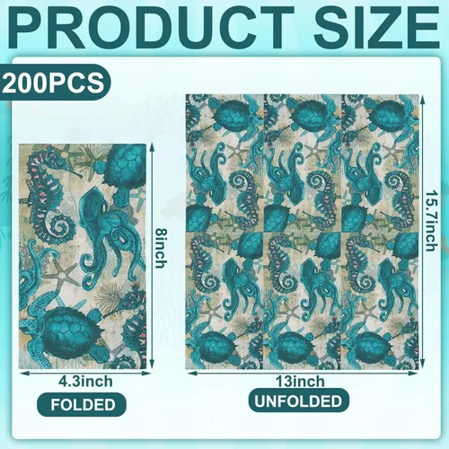 Vista 3 de Sinmoe 200 servilletas desechables para invitados, toallas de mano de playa de verano para baño, servilletas de papel desechables de 2 capas