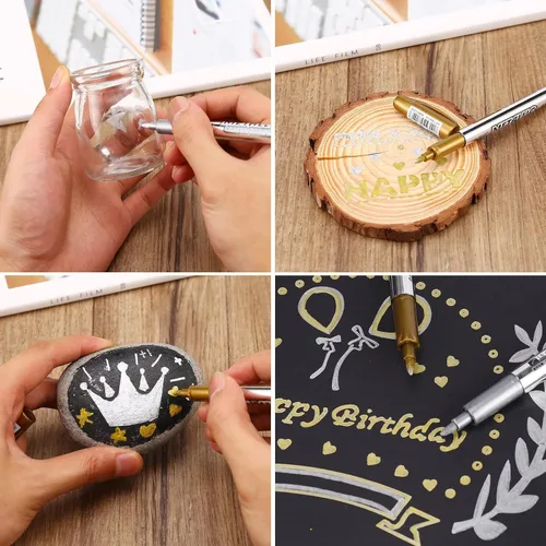 Vista 4 de MyArTool Rotuladores metálicos, marcadores permanentes metálicos dorados para ilustración de artistas, manualidades, tarjetas de regalo, álbumes