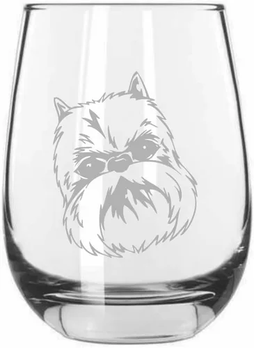 Vista 359 de Shar Pei (chino) - Vaso de vino sin tallo grabado para perro, 15.25 onzas
