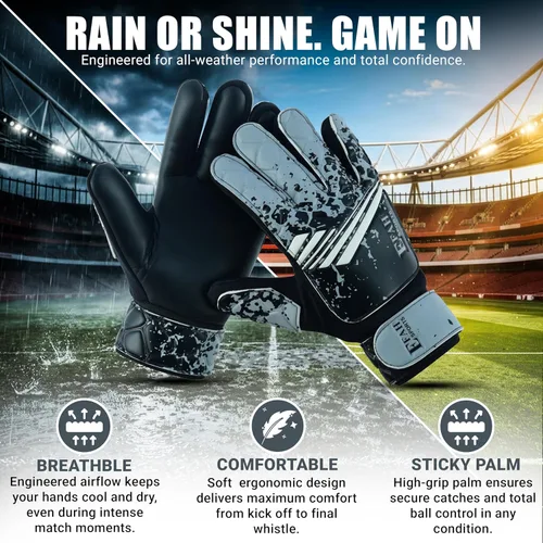 Vista 2 de Guantes de portero de fútbol para niños y jóvenes, guantes de portero de fútbol con agarres fuertes